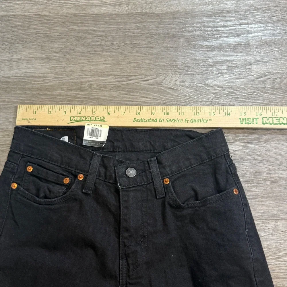 Levis 514 Straight Fit Mens Black Stretch Jeans 28x32 NWT 00514-1434